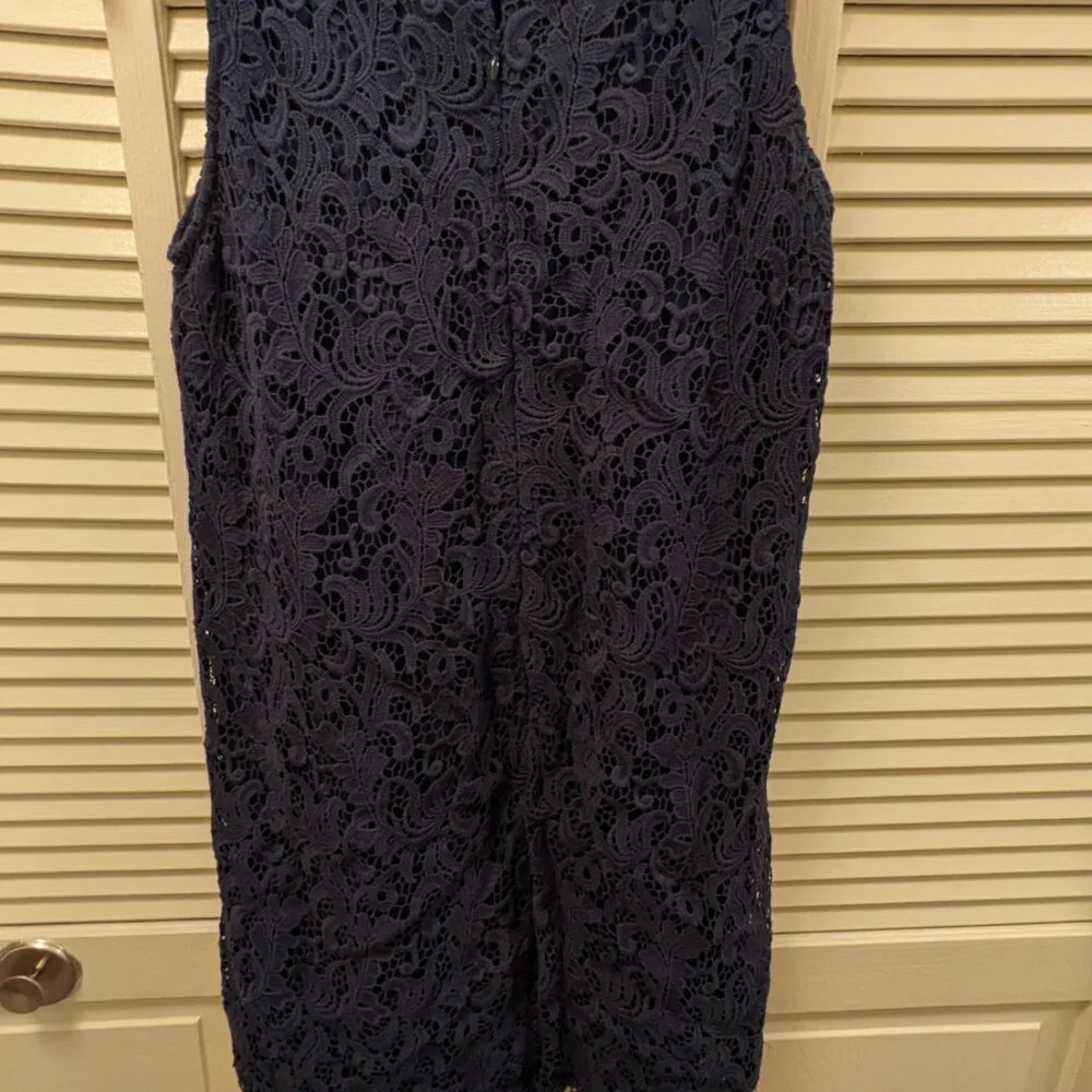 Loft Navy Lace Sheath Dress - Size 14 - Picture 2 of 3
